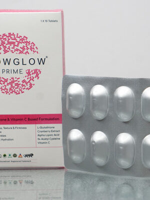 Snowglow Prime Tablets are advanced oral supplements enriched with L-Glutathione, Vitamin C, NAC, ALA, Cranberry Extract, and Vitamin E. They help brighten the skin, reduce pigmentation, detoxify the body, and promote a radiant, youthful glow from within.