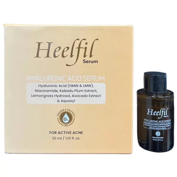 The ultimate solution for active acne that needs hydration. Heelfil Serum balances oil with Niacinamide and heals with Kakadu Plum, while dual-weight Hyaluronic Acid keeps your skin plump and glowy. No more dry, flaky acne spots—just clear, healthy skin.