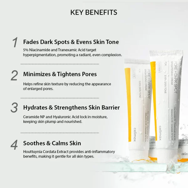 Celimax Pore+Dark Spot Brightening Cream (35ml) – Triple Melanin Care
