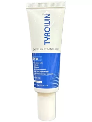 Tyrowin Skin Lightening Gel (20gm) – Advanced Brightening Formula with SPF 25 Short Description An advanced, clinical-grade depigmenting gel engineered to visibly brighten skin tone, reduce dark spots, and correct uneven hyperpigmentation. Formulated with a synergistic blend of ß-White, Melazero, Cetyl Tranexamate Mesylate, and Kojic Acid Dipalmitate, this paraben-free gel provides built-in SPF 25 protection to shield skin while restoring a flawless, radiant complexion.