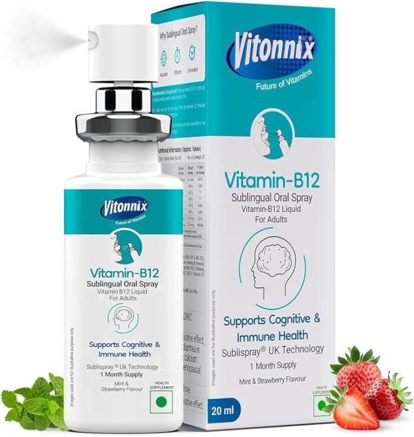 Vitonnix Vitamin-B12 Sublingual Oral Spray (20ml) – Supports Cognitive & Immune Health