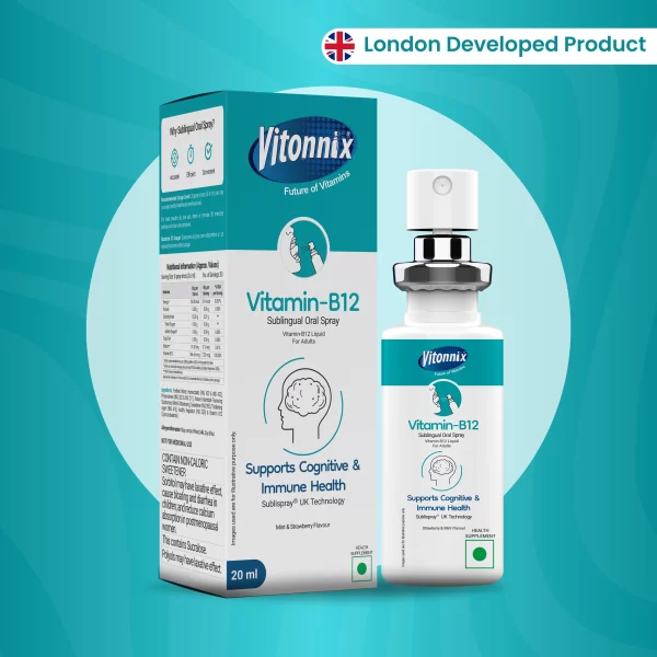 Vitonnix Vitamin-B12 Sublingual Oral Spray (20ml) – Supports Cognitive & Immune Health