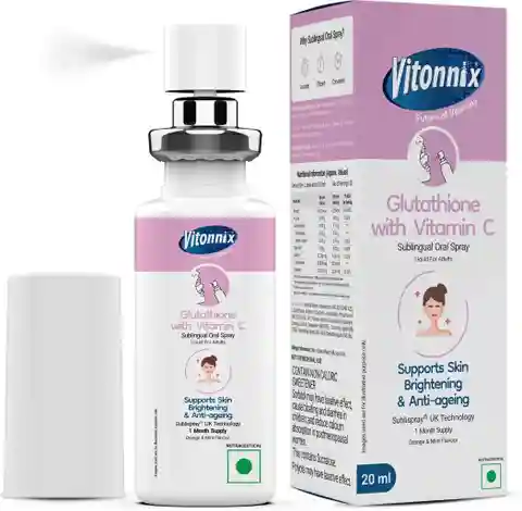 Vitonnix Glutathione with Vitamin C Sublingual Oral Spray (20ml) – Skin Brightening & Anti-Ageing