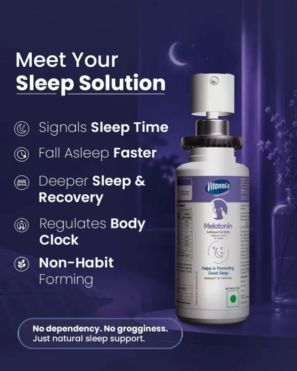 Vitonnix Melatonin Sublingual Oral Spray (12ml) – Helps in Promoting Good Sleep